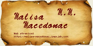 Mališa Macedonac vizit kartica